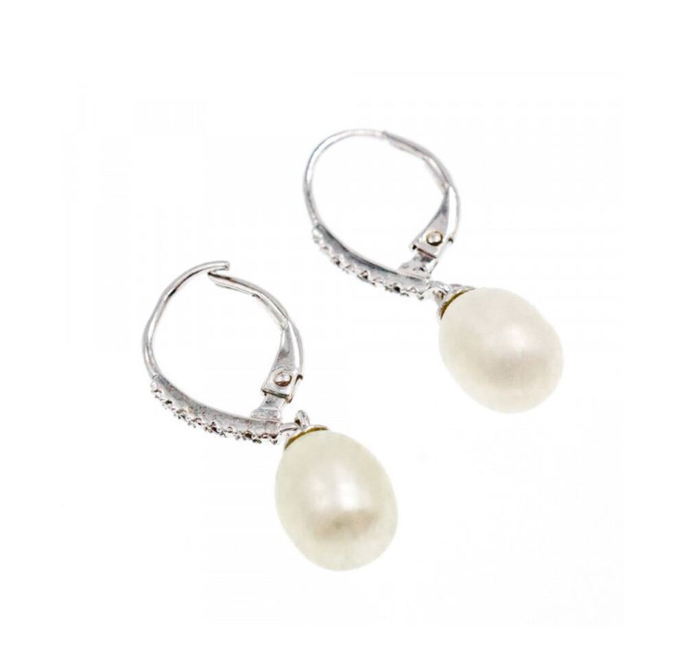 925 Sterling Silver Pearls & Cz Earrings